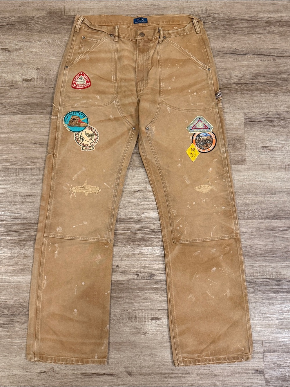 Polo Ralph Lauren Relaxed Fit Canvas Expedition Patchwork Distressed Pants 34x34